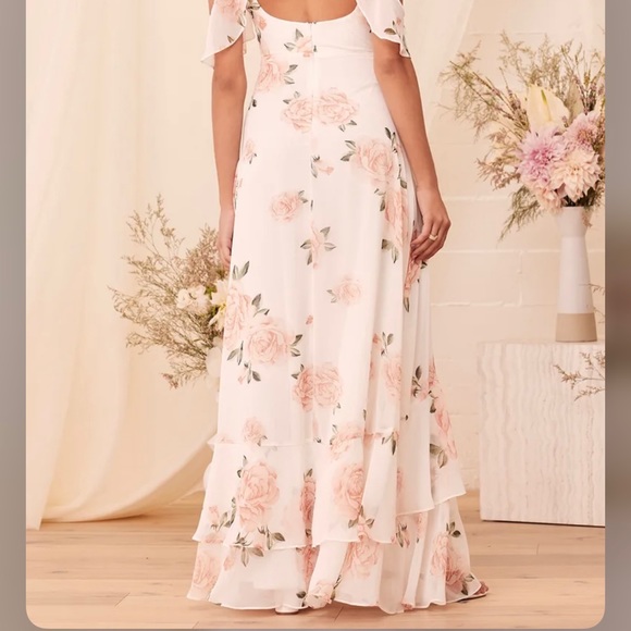 Lulu's | Dresses | Take You There Ivory Floral Print Maxi Dress | Poshmark